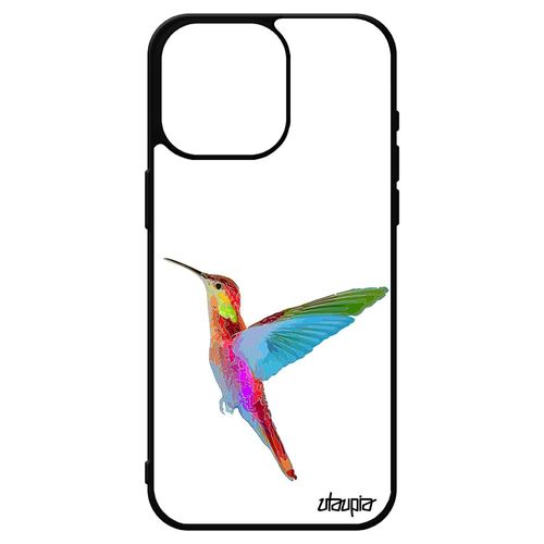 Coque Iphone 15 Pro Max Silicone Colibri Animaux Design Ecologie 4g Etui Oiseau Plumes Telephone Orange Floral Caoutchouc Case