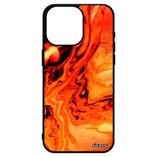 Coque Antichoc Iphone 15 Pro Max En Silicone Peinture Smartphone Original Nature Coloré Art Design Orange De Protection Marbre