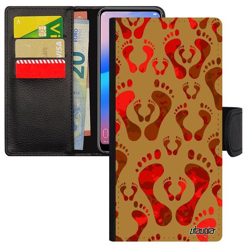 Coque Pied Iphone 15 Pro Max À Rabat Portefeuille Colore Tendance Rouge Design Etui Plage Jolie Personnalisé Leather Empreinte