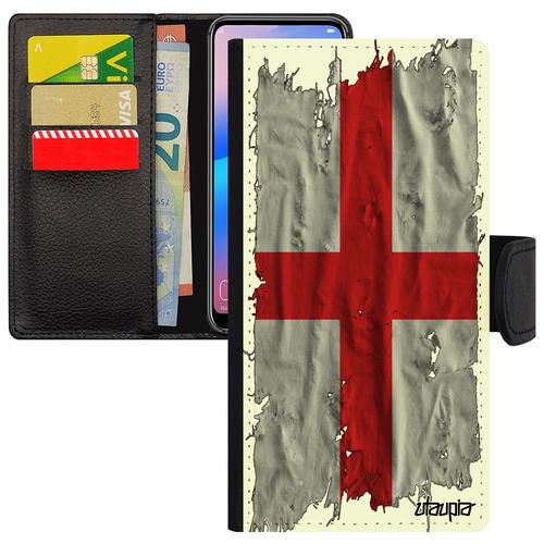 Coque Antichoc Iphone 15 Portefeuille Drapeau Angleterre Anglais Portable Grande Bretagne Foot Football United Kingdom Tissu