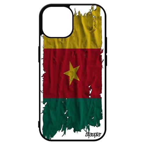 Coque Iphone 15 En Silicone Drapeau Cameroun Camerounais Foot Jo Tissu Coupe D'afrique Football Can De Protection Personnalisé