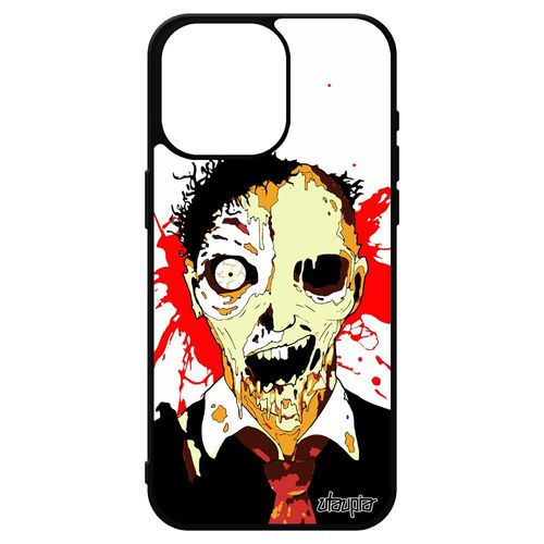 Coque Iphone 15 Pro Max Silicone Zombie Halloween Etui Case Horreur Gore Eclaboussure Tache Revenant Design Orange Apocalypse
