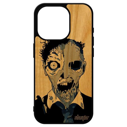 Coque Bois Silicone Iphone 15 Pro Zombie Bleu Mort Vivant Horreur Urbain Noir Unique Smartphone Fantome Apocalypse 1000 Go
