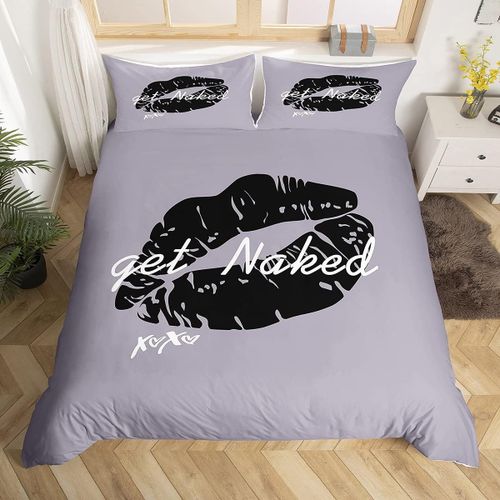 Obtenez Nu Housse De Couette Citations Dr?Les Baiser Ensemble De Literie Sexy L¿¿Vres F¿¿Minines Imprimer Art Housse De Couette Pour Hommes Femmes Couple Lo