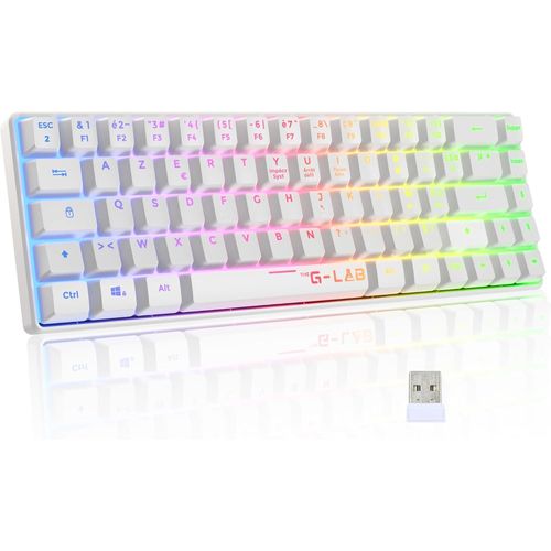 Keyz Hydrogen WlClavier Gamer Sans Fil, Clavier 60% Semi-Mécanique, Azerty, Rgb Multicolore Clavier Gaming Sans Fil Silencieux, Format Compact Tkl - Pc/Ps4/Ps5- New (Blanc)[CLA670211]