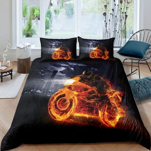 Ensemble De Literie Pour Gar?Ons, Housse De Couette Pour Cavalier De Motocross, Pour Enfants Et Adolescents, Ultra Doux, Motif De Moto, Housse De Couette