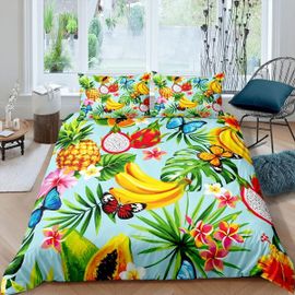 Ensemble De Literie Banane Pour Enfants, Mignon, Dessin Anim¿¿, Ananas, Dragon, Fruits, D¿¿Cor, Housse De Couette Pour Enfants, Gar?Ons Et Filles, Couette En Feuilles De Fr
