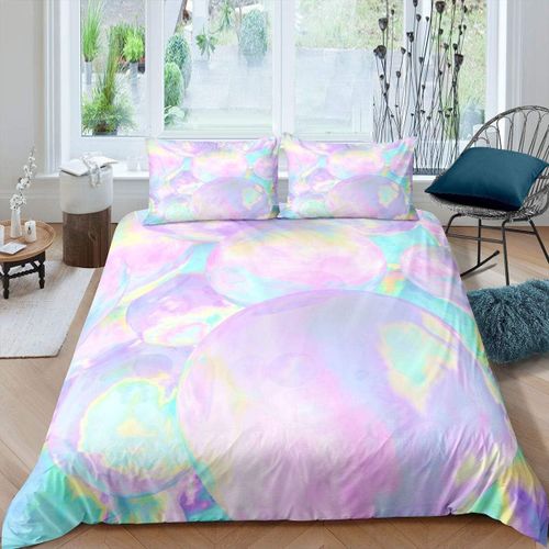 Housse De Couette Pour Filles, Ensemble De Literie ¿¿ Bulles Color¿¿Es, Rose Vif, Housse De Couette Pour Enfants, Enfants Et Adolescents, D¿¿Cor De Chambre Vi