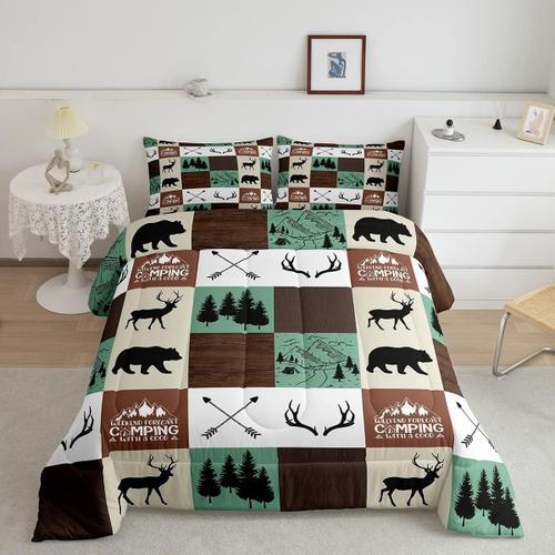 Cerf Ours Ensemble De Literie Rustique Cabine Ours Orignal Couette Camping Chasse Couette Ensemble Pour Enfants Ferme Lodge Marron Che