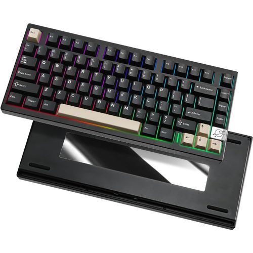 Al75 Pro 75% Clavier Sans Fil Game,Clavier Mécanique En Aluminium Bt/2.4G/Filaire Avec Touches Pbt,Joint Monté À Chaud Swap Rgb Clavier Pour Mac/Win (Black, Blue Grey Tactile)[CLA670302]