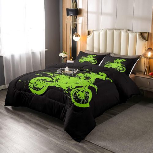 Ensemble De Literie Pour Cavalier De Motocross, Pour Enfants Gar?Ons, Th¿¿Me Sports Extr¿ºmes, Parure De Lit Pour Moto Tout-Terrain, Couette Gree
