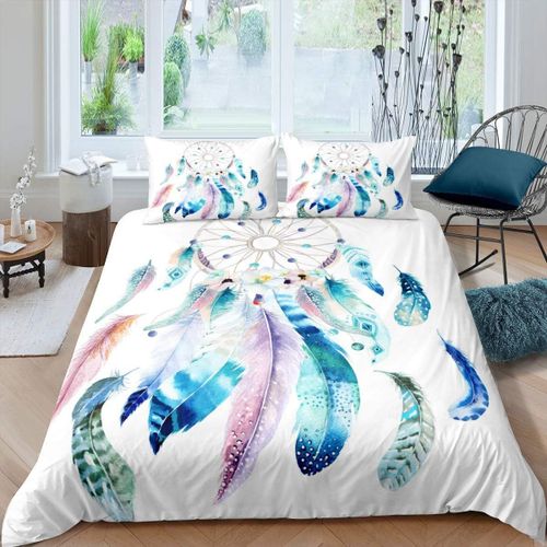 Housse De Couette Attrape-R¿ºves Style Boho, Ensemble De Literie D¿¿Coratif Pour Enfants, Gar?Ons Et Filles, Adolescents, D¿¿Cor Indien Hippie Avec Plumes Imprim¿¿Es Com