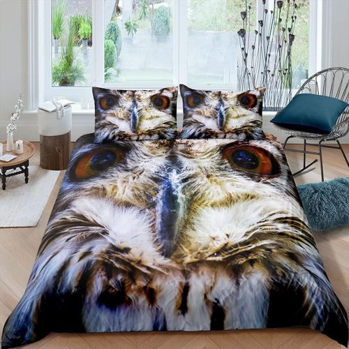Parure De Lit T¿ºte De Hibou, Ensemble De Housse De Couette Pour Enfants, Gar?Ons Et Filles, Style Boho Exotique, Housse De Couette Ethnique, Imprim¿¿ Animal, Hibou