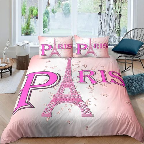 Paris Tour Eiffel Housse De Couette C¿¿L¿¿Bre Sc¿¿Ne De Ville Ensemble De Literie Pour Enfants Gar?Ons Filles Paris Paysage Urbain Housse De Couette Rose Romant