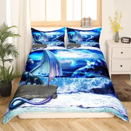 Ensemble De Housse De Couette Dragon Magique Avec D¿¿Cor D'ailes, Ensemble De Literie Pour Enfants, Gar?Ons Et Filles, Motifs D'animaux De L'oc¿¿An