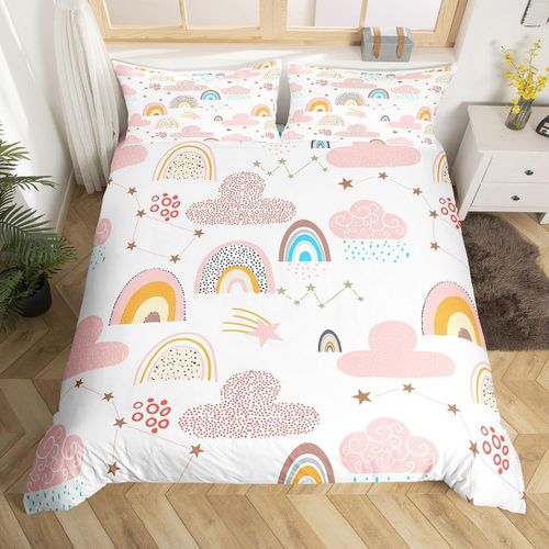 Housse De Couette Roi De Dessin Anime, Jolie Housse De Couette Rose Arc-En-Ciel, Etoile Galaxie Kawaii, Decoration De Chambre Papillon, Pour Garcons Et Filles