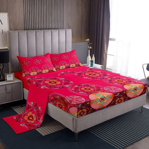 Draps De Literie Bohemia Mandala, Draps De Lit Pour Enfants Filles, Drap-Housse A Fleurs Exotiques, Imprime Paisley Boho Se