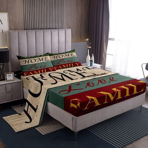 Feuilles De Regles Familiales Pour La Maison, Avec Drap-Housse A Poche Profonde, Ensemble De Draps Rustiques En Planches De Bois Pour Garcons Et Filles, Texture A Rayures En Bois