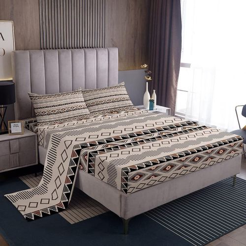 Ensemble De Draps De Lit Bohemia A Rayures, Draps Ethniques Bohemia Avec Poche Profonde, Drap-Housse, Decor De Chambre A Coucher Geometrique St