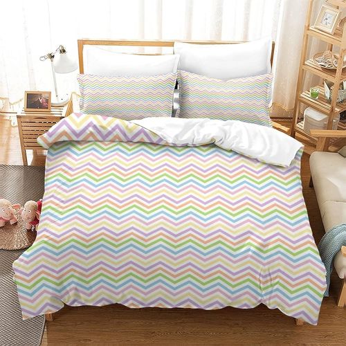 Parure De Lit 3 Pieces A Motif Mignon, Avec Taie D'oreiller, Housse De Couette En Microfibre Avec Fermeture Eclair, Pour Adultes Et Adolescents