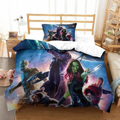 Les Gardiens De La Galaxie 3 Pieces Housse De Couette Bande Dessinee Dessin Anime Imprime Ensemble De Literie Fermeture A Glissiere Ultra Doux Confortable