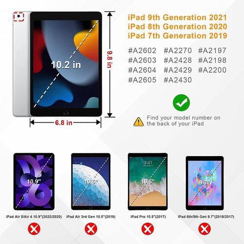 Clavier pour iPad 9ème Génération 2021/iPad 8ème 2020/iPad 7ème 2019 10.2  Pouces - Clavier AZERTY sans Fil Bluetooth, Coque Arrière Souple Housse avec  Rangement de Stylet, Noir