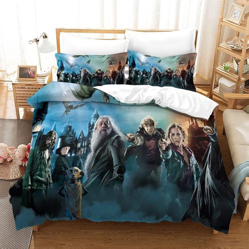 Harry Potter Parure De Lit 3 Pieces Avec Housse De Couette Pour Garcons Et Filles, Fermeture Eclair, Microfibre Ultra Douce, Experience Confortable