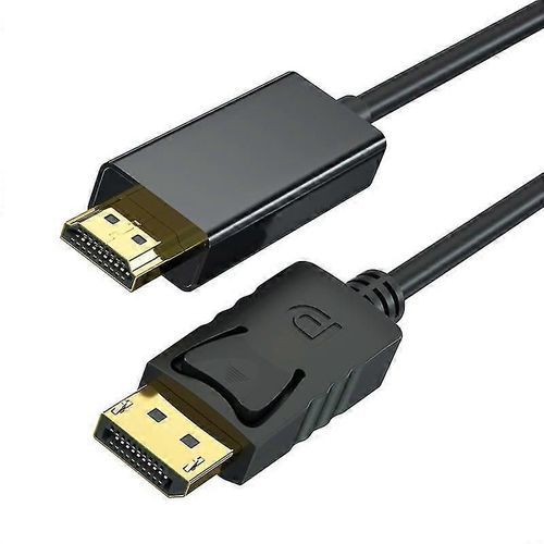Câble DisplayPort vers HDMI 6 pieds plaqué or, adaptateur Avacon DisplayPort vers HDMI mâle vers mâle noir (4K * 2K), 2Pack