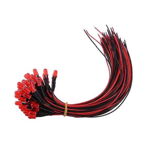 50pcs 5mm rouge diffus pré-câblé LED diodes, DC12V, multi-couleurs lumière