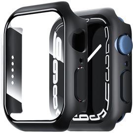 2 Pièces, Coques ¿ Protection Écran Pour Apple Watch Series 8/7 45mm - Hd Clear Case Avec Protection En Verre Trempé Intégré Pour Apple Watch 45mm Series 8/7 - Noir[H656]