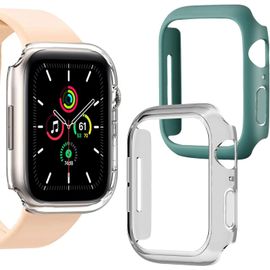 [2 Pièces] Apple Watch Series 8/7 45mm Coque, Weideworld Mince-Ultra Pc Housse De Protection Coque Pour Apple Watch Series 8/7 45mm, Vert+Transparent[H933]