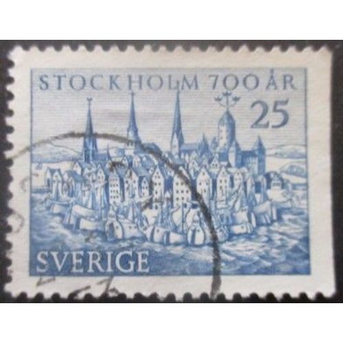 Suede N°376a Dentelé Sur 3 Cotés Stockholm Oblitéré