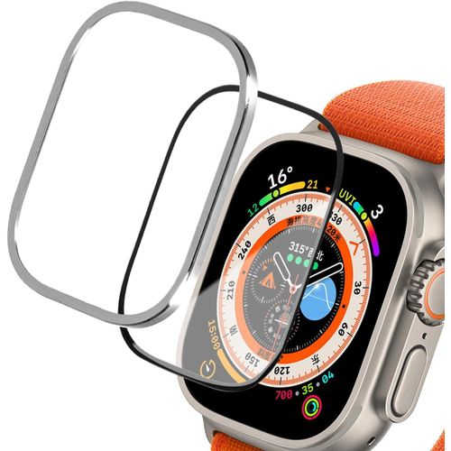 Lot De 3 Protecteurs D'écran Pour Apple Watch Ultra 2/1 (2024/2023/2022, 49 Mm), 9h Protecteur En Verre Trempé Avec Cadre En Alliage De Titane, Protection À Couverture Complète[H170]
