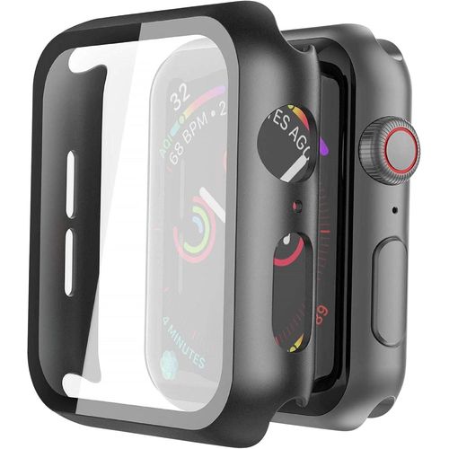 [2 Pièces] Noir Coque Apple Watch Series 6/Se/Série 5/Series 4 Avec Verre Trempé 44 Mm, Coque Rigide Iwatch Protection Totale Ultra Fine Hd Clear Film De Protection Pour Apple Watch[H817]