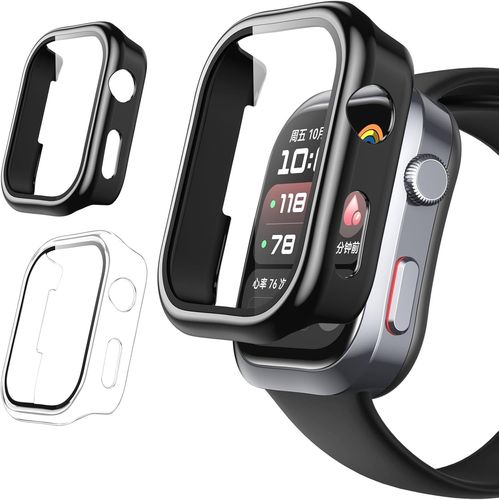 2 Pièces Coque Pour Huawei Watch D2, Dur Pc Matériel Coque Avec Hd Protection D'écran, Protection Complète Anti-Rayures, Ultra-Robuste, 1 Transparent + 1 Noir[H719]
