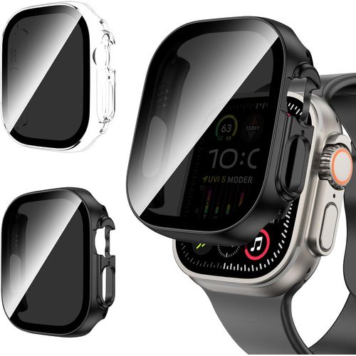 [2 Pièces Coque Pour Apple Watch Ultra 2/Ultra Accessoires, Privacy Coque Avec Protecteur D'écran En Verre Trempé Anti-Spy, Boîtiers De Protection Pour Apple Watch Ultra 49mm[H1080]