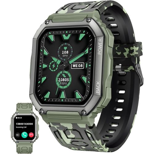Montre Connectée Homme Avec Appel Bluetooth, 1,8 Amoled 5atm Smartwatch Avec 100+ Modes Sportifs Tracker D'activité, Sommeil, Spo2, Smart Watch Pour Ios Android (Camouflage N[Con671597]