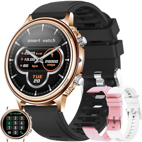 Montre Connectée Femme Avec Appel Bluetooth, 1,32"" Amoled Smartwatch, Suivi De Santé Feminine, Tracker D'activité, Sommeil, Fréquence Cardiaque, Spo2, 5atm Étanche Pour Ios Android[Con670880]