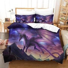 Planet Dragon Housse De Couette Avec Fermeture A Glissiere, Ensemble De Housse De Couette En Microfibre Ultra Douce De 3 Pieces Adapte Aux Enfants Et Aux Adultes