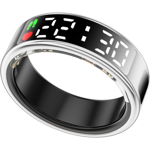 Bague Intelligente Pour Femmes Hommes Avec Écran Led, Bague De Fitness Avec Fréquence Cardiaque/Sommeil/Sport/Classe 5atm Étanche, Tracker De Santé Pour Iphone & Android (Argenté, [Con671742]