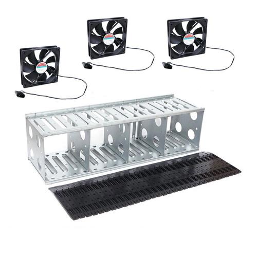 Nouveau Cage de Disque Dur 16 Baies 3.5 Pouces Support de Plateau de Disque Dur Antirouille PC Classique Fer HDD Support D'Empilage pour Ventilateurs 12Cm B