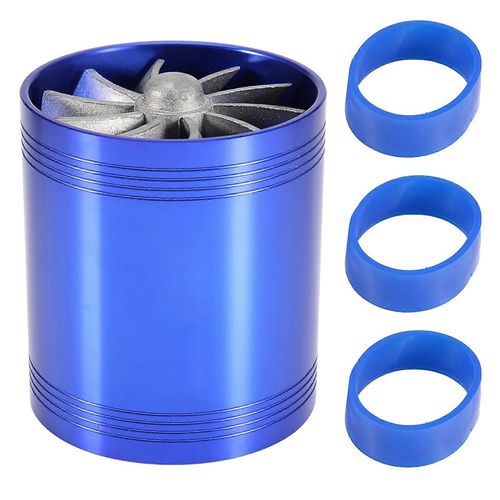Voiture Air Admission Turbonator Double Ventilateur Turbine Super Chargeur Gaz Fuel Saver Turbo Blue