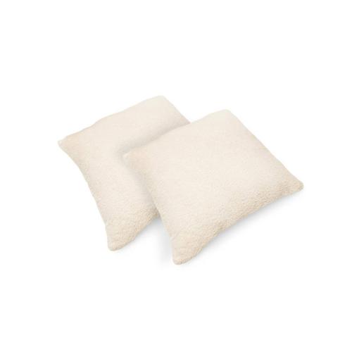 2 Coussins Blanc garnis fausse fourrure poils longs 40x40cm LAPONIE