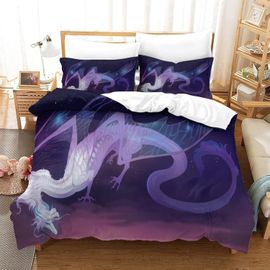 Planet Dragon Housse De Couette 3 Pieces Ensemble De Literie Housse De Couette En Microfibre Adapte Aux Adultes Et Aux Enfants