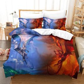 Planet Dragon Housse De Couette 3 Pieces Ensemble De Literie Housse De Couette En Microfibre Adapte Aux Adultes Et Aux Enfants