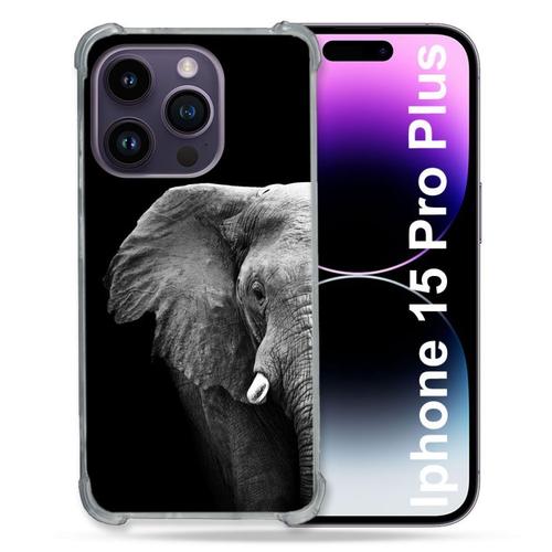 Coque Compatible Magsafe Pour Iphone 15 Pro Plus (6.7) Animal Elephant Noir