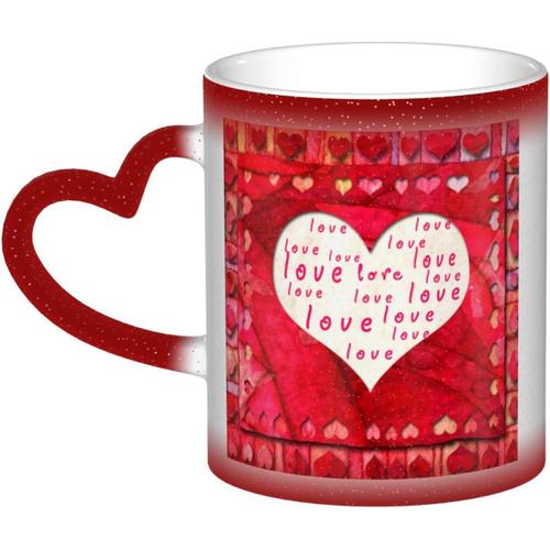 Tasse A Changement De Couleur Coeurs Rouges Amour Tasse A Cafe En Ceramique Tasse De Personnalite Pour Femmes Hommes Cadeau 11 Oz