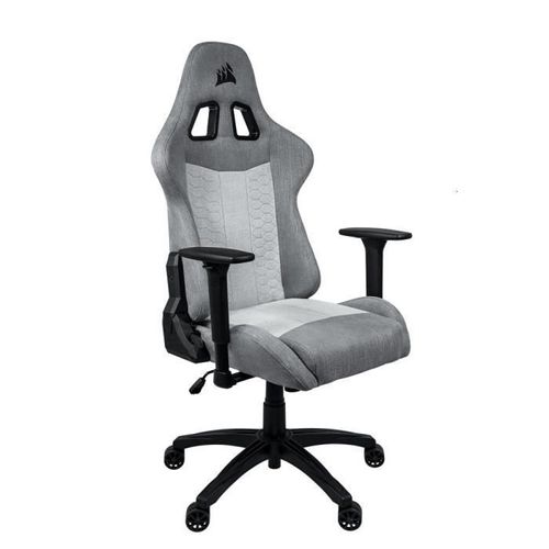 Corsair - Chaise Bureau - Fauteuil Gaming - Tc100 Relaxed - Tissu - Ergonomique - Accoudoirs Réglables - Gris/Argent (Cf-990001