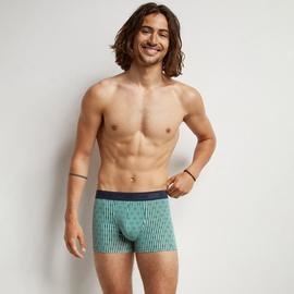 Boxer Homme En Coton Stretch Vert Sapin À Rayures Dim Fancy