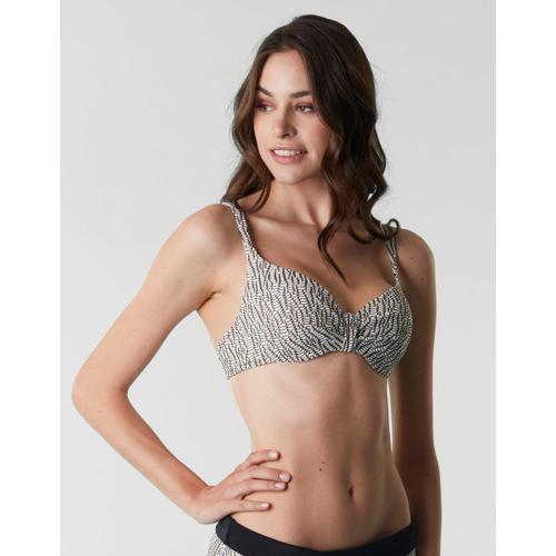 Maillot De Bain Soutien-Gorge À Armatures En Jacquard, Blanc, Noir Et Or